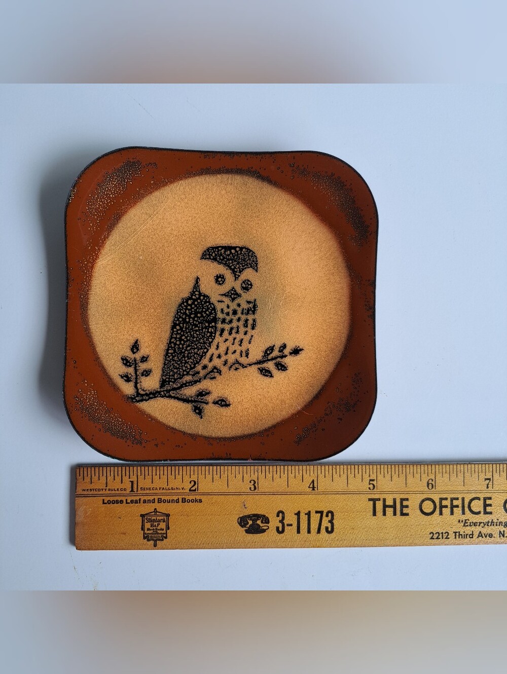 Rust Brown Owl Dish